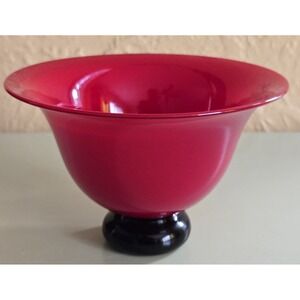 Vintage Red Bowl Donald Carlson Hand Blown Art Glass 1995 Signed